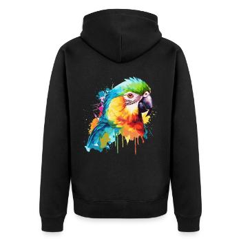 Watercolor Red Macaw Parrot Colorful Bird Lovers - Unisex Premium Bio Zip Hoodie - Schwarz - Hinten - Nico (187cm)