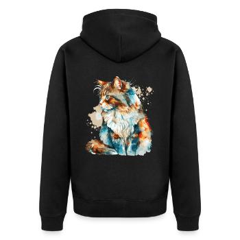 Watercolor Norwegian Forest Cat Colorful Cats Love - Unisex Premium Organic Zip Hoodie - black - Back - Nico (187cm)