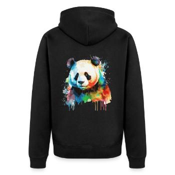 Colorful Watercolor Panda Bear Cute Bear Lover - Unisex Premium Bio Zip Hoodie - Schwarz - Hinten - Nico (187cm)