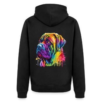 Watercolor English Mastiff Colorful Pet Mastiffs D - Unisex Premium Bio Zip Hoodie - Schwarz - Hinten - Nico (187cm)