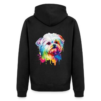 Aquarelle Maltese Mignon coloré Chien de compagnie coloré - Veste à capuche bio Premium Unisexe - noir - Dos - Nico (187cm)
