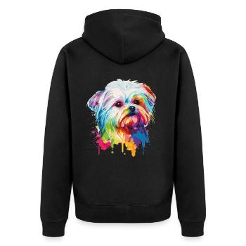 Mignon Malte coloré aquarelle animal de compagnie amoureux des chiens - Veste à capuche bio Premium Unisexe - noir - Dos - Nico (187cm)