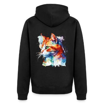 Aquarelle Chat Européen à poil court Chat coloré Lov - Veste à capuche bio Premium Unisexe - noir - Dos - Nico (187cm)