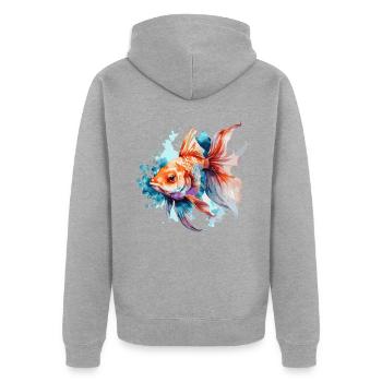 Watercolor Goldfish Colorful Aquarium Fish - Unisex Premium Bio Zip Hoodie - Grau meliert - Hinten - Nico (187cm)
