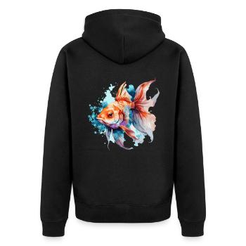 Watercolor Goldfish Colorful Aquarium Fish - Unisex Premium Organic Zip Hoodie - black - Back - Nico (187cm)