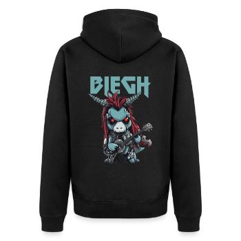 Blegh Heavy Metal Metalcore Unicorn - Unisex Premium Organic Zip Hoodie - black - Back - Nico (187cm)