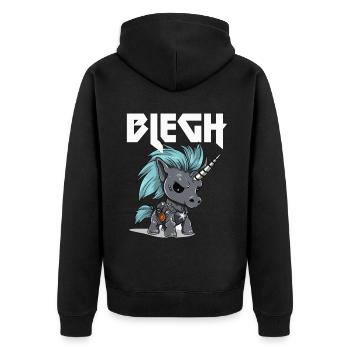 Blegh Heavy Metal Metalcore Unicorn - Unisex Premium Organic Zip Hoodie - black - Back - Nico (187cm)