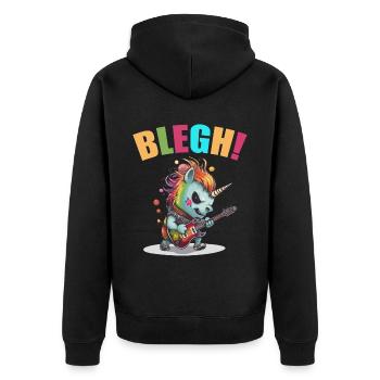Blegh Heavy Metal Metalcore Unicorn - Unisex Premium Organic Zip Hoodie - black - Back - Nico (187cm)