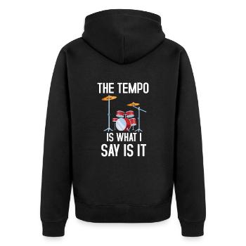Schlagzeug Zitat Schlagzeuger Musikband Schlagzeuger - Unisex Premium Bio Zip Hoodie - Schwarz - Hinten - Nico (187cm)