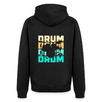 Schlagzeug Schlagzeug Lustiges Schlagzeug Schlagzeug Schlagzeug Schlagzeug - Unisex Premium Bio Zip Hoodie - Schwarz - Hinten - Nico (187cm)