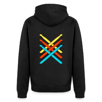 Schlagzeug Schlagzeug Lustiges Schlagzeug Schlagzeug Schlagzeug Schlagzeug - Unisex Premium Bio Zip Hoodie - Schwarz - Hinten - Nico (187cm)