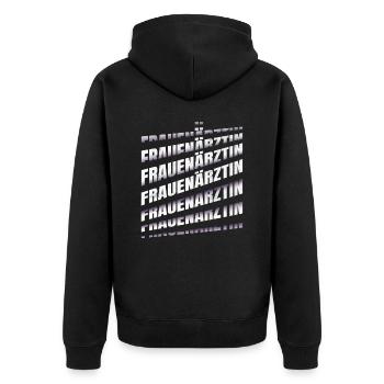 Frauenarzt Hebamme Frauenärztin - Unisex Premium Bio Zip Hoodie - Schwarz - Hinten - Nico (187cm)