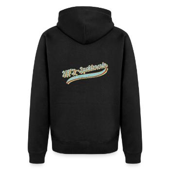 Autolackierer Vintage KFZ-Lackiererin - Unisex Premium Bio Zip Hoodie - Schwarz - Hinten - Nico (187cm)