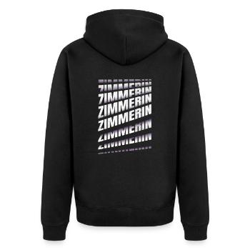 Zimmerer Spruch Zimmerin - Unisex Premium Bio Zip Hoodie - Schwarz - Hinten - Nico (187cm)