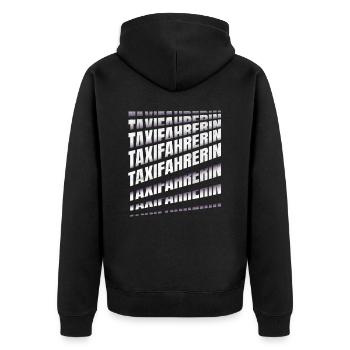 Taxi-Fahrer Spruch Taxifahrerin - Unisex Premium Bio Zip Hoodie - Schwarz - Hinten - Nico (187cm)