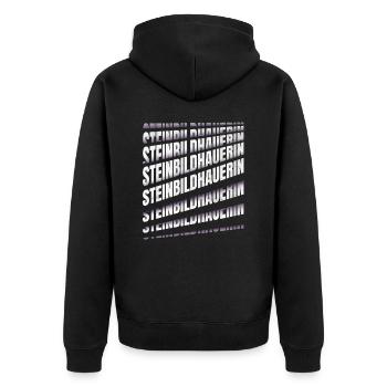 Handwerker Spruch Steinmetzin Steinbildhauerin - Unisex Premium Bio Zip Hoodie - Schwarz - Hinten - Nico (187cm)
