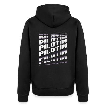 Flugzeug Spruch Pilotin - Unisex Premium Bio Zip Hoodie - Schwarz - Hinten - Nico (187cm)