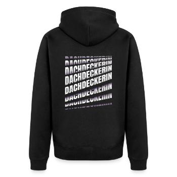 Dachdecker Spruch Handwerker Dachdeckerin - Unisex Premium Bio Zip Hoodie - Schwarz - Hinten - Nico (187cm)