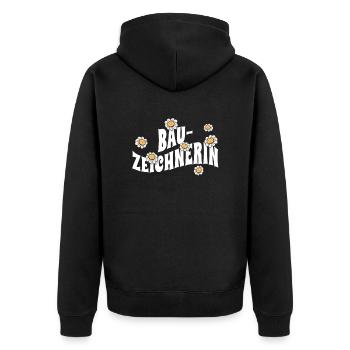 Ingenieur niedliche Blumen Bauzeichnerin - Unisex Premium Bio Zip Hoodie - Schwarz - Hinten - Nico (187cm)