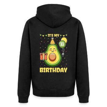 Avocado-liebhaber 11. Geburtstag Guacamole - Unisex Premium Bio Zip Hoodie - Schwarz - Hinten - Nico (187cm)
