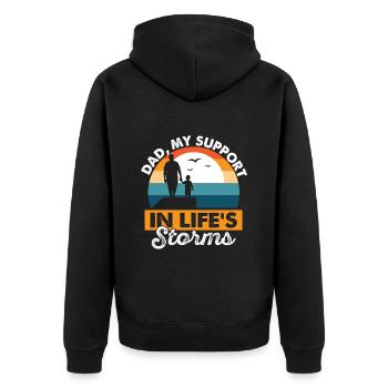 Vatertag Dad Mein Leben Unterstützung Daddy Vater - Unisex Premium Bio Zip Hoodie - Schwarz - Hinten - Nico (187cm)