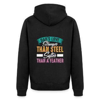 Vatertag Papa Liebe Stärker Papa Papa Vater Grafik - Unisex Premium Bio Zip Hoodie - Schwarz - Hinten - Nico (187cm)