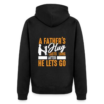 Vaters Umarmung Hält Lange Nach Dem Vatertag An - Unisex Premium Bio Zip Hoodie - Schwarz - Hinten - Nico (187cm)
