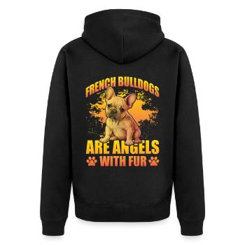 French Bulldogs are Angels with fur - Unisex Premium Bio Zip Hoodie - Schwarz - Hinten - Nico (187cm)