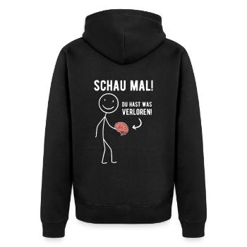 Du Hast Was Verloren Sarkasmus Witz Gehirn - Unisex Premium Bio Zip Hoodie - Schwarz - Hinten - Nico (187cm)