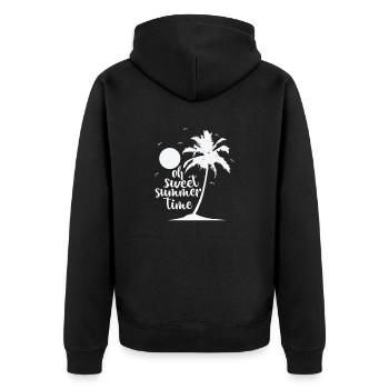 Oh sweet Summer Time Baum Palme Urlaub - Unisex Premium Bio Zip Hoodie - Schwarz - Hinten - Nico (187cm)