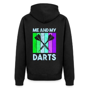 Darts Sport Verein, Dartscheibe, Pfeil Sport Dart - Unisex Premium Bio Zip Hoodie - Schwarz - Hinten - Nico (187cm)