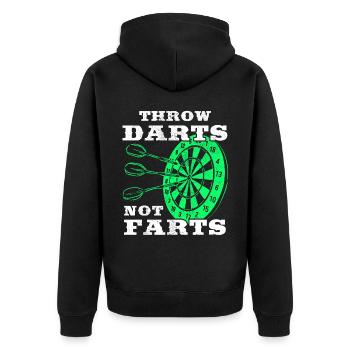 Darts Sport Verein, Dartscheibe, Pfeil Sport Dart - Unisex Premium Bio Zip Hoodie - Schwarz - Hinten - Nico (187cm)