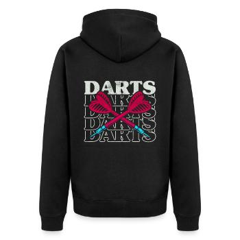 Darts Sport Verein, Dartscheibe, Pfeil Sport Dart - Unisex Premium Bio Zip Hoodie - Schwarz - Hinten - Nico (187cm)