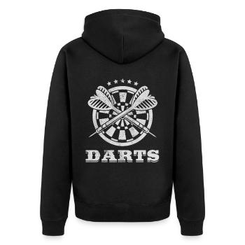 Darts Sport Verein, Dartscheibe, Pfeil Sport Dart - Unisex Premium Bio Zip Hoodie - Schwarz - Hinten - Nico (187cm)