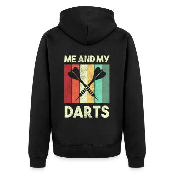 Darts Sport Verein, Dartscheibe, Pfeil Sport Dart - Unisex Premium Bio Zip Hoodie - Schwarz - Hinten - Nico (187cm)
