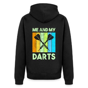 Darts Sport Verein, Dartscheibe, Pfeil Sport Dart - Unisex Premium Bio Zip Hoodie - Schwarz - Hinten - Nico (187cm)