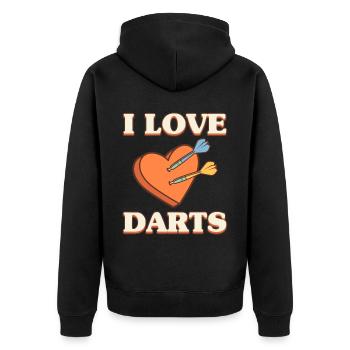 Darts Sport Verein, Dartscheibe, Pfeil Sport Dart - Unisex Premium Bio Zip Hoodie - Schwarz - Hinten - Nico (187cm)
