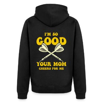 Darts Sports Club, Dartboard, Arrow Sport Darts - Unisex Premium Organic Zip Hoodie - black - Back - Nico (187cm)