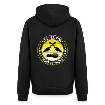 Bodenleger Fliesenleger Estrichleger - Unisex Premium Bio Zip Hoodie - Schwarz - Hinten - Nico (187cm)