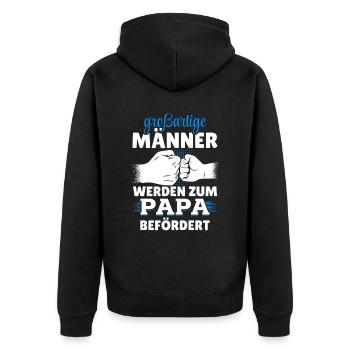 Großartige Männer werden zum Papa befördert Vater - Unisex Premium Bio Zip Hoodie - Schwarz - Hinten - Nico (187cm)