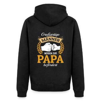 Großartige Männer werden zum Papa befördert Vater - Unisex Premium Bio Zip Hoodie - Schwarz - Hinten - Nico (187cm)