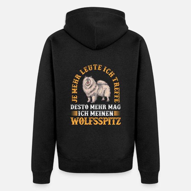 Wolfsspitz mehr mögen Deutscher Keeshond - Unisex Premium Bio Zip Hoodie - Schwarz