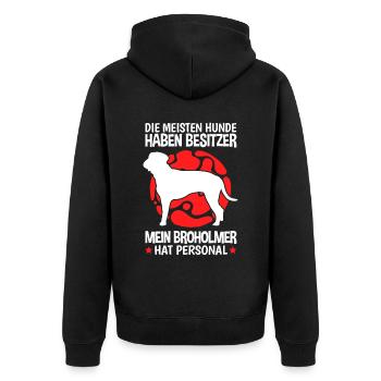 Broholmer hat Personal Dänische Dogge - Unisex Premium Bio Zip Hoodie - Schwarz - Hinten - Nico (187cm)