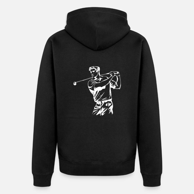 Golf Golfer - Unisex Premium Bio Zip Hoodie - Schwarz