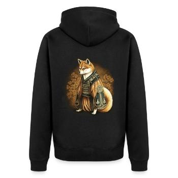 Japan Shiba Inu Hund - Unisex Premium Bio Zip Hoodie - Schwarz - Hinten - Nico (187cm)