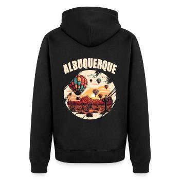 Albuquerque New Mexico Heißluftballon - Unisex Premium Bio Zip Hoodie - Schwarz - Hinten - Nico (187cm)
