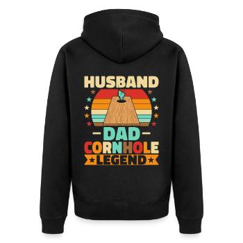 Mari Papa Cornhole Légende - Veste à capuche bio Premium Unisexe - noir - Dos - Nico (187cm)