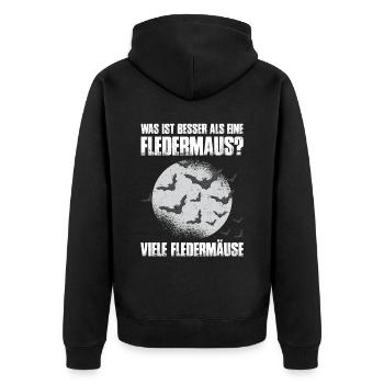 Was ist besser als eine Fledermaus? Viele - Unisex Premium Bio Zip Hoodie - Schwarz - Hinten - Nico (187cm)