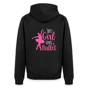 This girl loves the ballet ballerina hobby - Unisex Premium Organic Zip Hoodie - black - Back - Nico (187cm)
