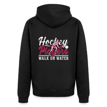 Field Hockey Players Walk On Water Hockey Goalie - Unisex Premium Bio Zip Hoodie - Schwarz - Hinten - Nico (187cm)